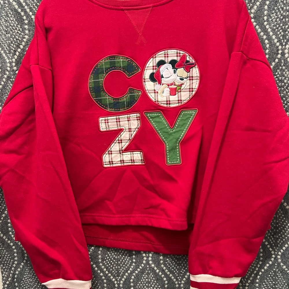 Disney Red and Green Graphic Christmas Sweatshirt